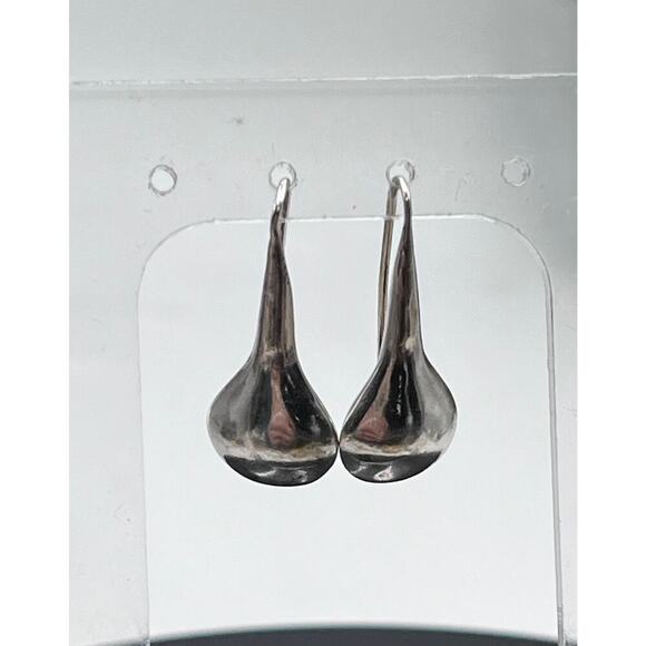 Sterling Silver Vintage Pear-shaped TearDrop Raindrop Dangle 925 Earrings - Picture 3 of 11